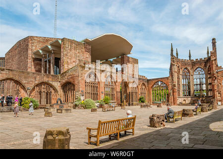 Ruins of Coventry Cathedral, also known as St Michael's Cathedral, West Midlands, England Stock Photo