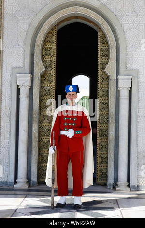 Guards at the mausoleum of King Mohammed V in Rabat, Morocco. Stock Photo