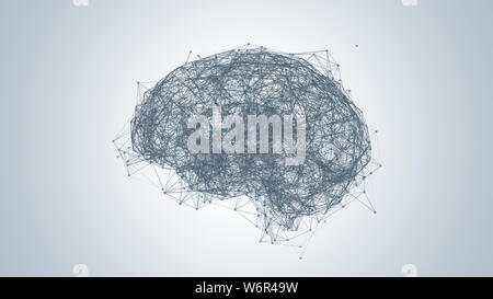 Data and network connection of human brain - artificial intelligence. 3d abstract illustration Stock Photo