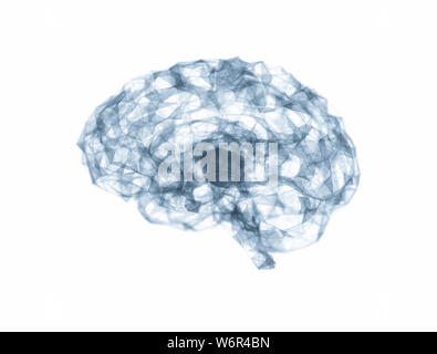 Abstract geometric brain with triangular polygons, network connections. 3D illustration Stock Photo
