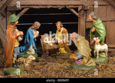 christmas crib at stable in Bethlehem Stock Photo