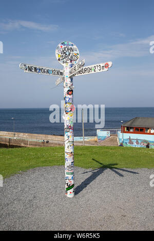 The world famous John O Groats signpost that marks the North Eastern most point of mainland Britain