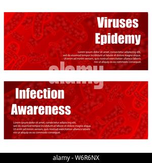 Abstract medicine red blood banners with different micro organisms Stock Vector