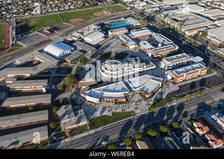 Hawthorne, California, USA - December 17, 2016:  Aerial view of the Hawthorne High School campus near Los Angeles in Southern California. Stock Photo
