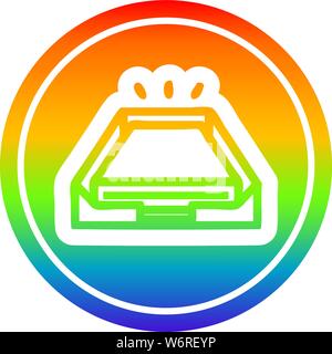 low office paper stack circular icon with rainbow gradient finish Stock ...