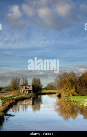 Old shed along the river Giessen Stock Photo