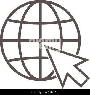 simple flat internet www icon with globe and mouse pointer vector illustration Stock Vector