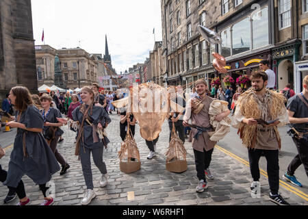 Edinburgh, Scotland, UK. 2nd August, 2019. Babolin Theatre presents Gilgamesh & Me on at venue 152 during the Edinburgh Fringe Festival. Credit: Skully/Alamy Live News Stock Photo