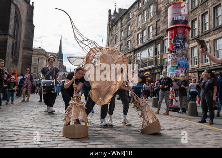 Edinburgh, Scotland, UK. 2nd August, 2019. Babolin Theatre presents Gilgamesh & Me on at venue 152 during the Edinburgh Fringe Festival. Credit: Skully/Alamy Live News Stock Photo