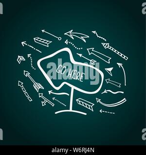 Sketch style pointer and various arrows made in vector. Stock Vector