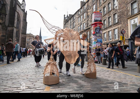 Edinburgh, Scotland, UK. 2nd August, 2019. Babolin Theatre presents Gilgamesh & Me on at venue 152 during the Edinburgh Fringe Festival. Credit: Skully/Alamy Live News Stock Photo