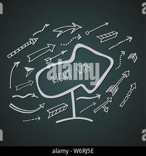 Sketch style pointer and various arrows made in vector. Stock Vector