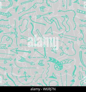 Seamless background with hand drawn arrows made in vector. Sketch style pattern. Stock Vector