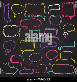 Set of hand-drawn speech bubbles. Vector illustration. Speech bubbles collection. Stock Vector