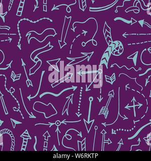 Seamless background with hand drawn arrows made in vector. Sketch style pattern. Stock Vector