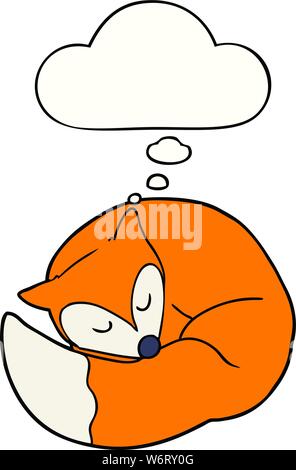 cartoon sleeping fox with thought bubble Stock Vector