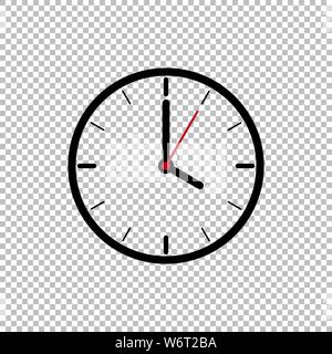 Four o’Clock flat icon design template isolated illustration on transparent background, Black, White and red clock icon vector illustration. Stock Vector