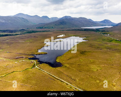 Beautiful aerial view of Connemara National Park, famous for its bogs, heaths and lakes, County Galway, Ireland Stock Photo