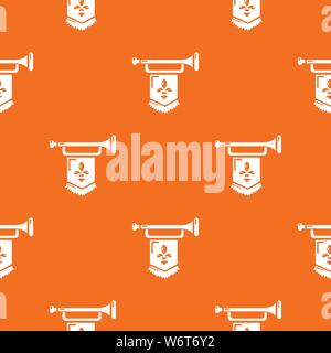Ancient trumpet with flag pattern vector orange Stock Vector