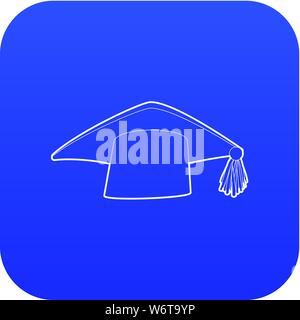Graduation cap icon blue vector Stock Vector