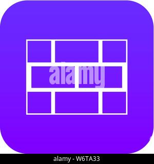 Concrete block wall icon digital purple Stock Vector