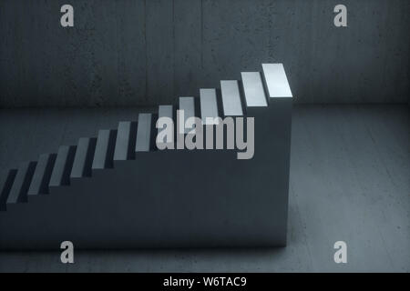 The stairway in the dark basement, 3d rendering. Computer digital drawing. Stock Photo