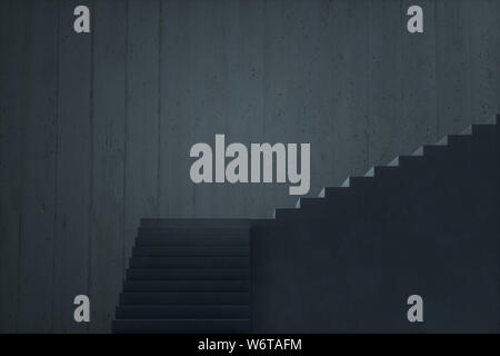 The stairway in the dark basement, 3d rendering. Computer digital drawing. Stock Photo