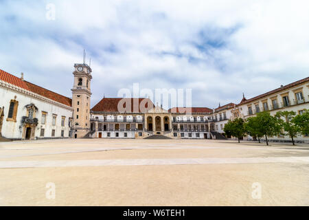 University of Coimbra. The university tower tanding 34 meters high. From the Tower of the Universidade de Coimbra you can enjoy a beautiful city view. Stock Photo