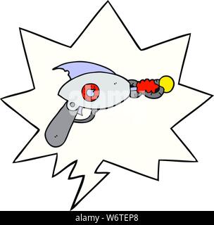 cartoon ray gun with speech bubble Stock Vector