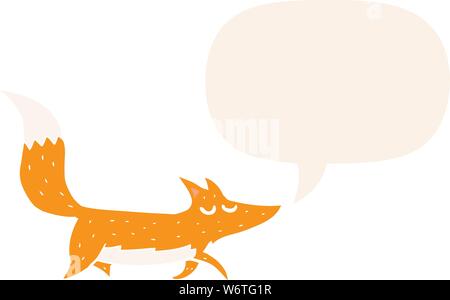cartoon wolf with speech bubble in retro style Stock Vector