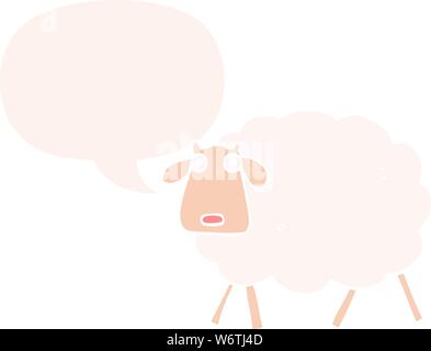cartoon sheep with speech bubble in retro style Stock Vector