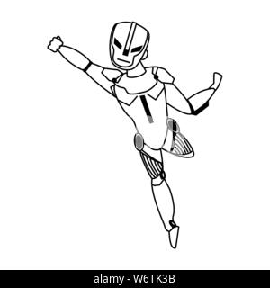 super hero comic retro cartoon in black and white Stock Vector