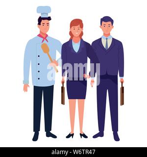 Professionals workers characters smiling cartoons Stock Vector