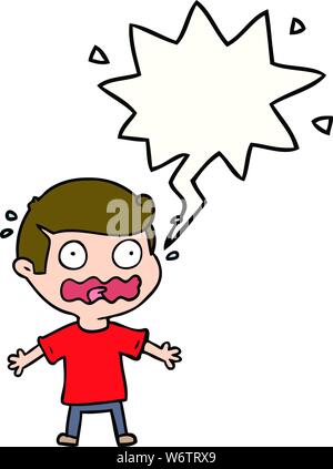 cartoon man totally stressed out with speech bubble Stock Vector