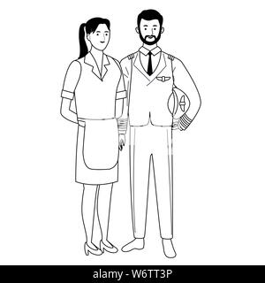 Professional workers characters cartoons in black and white Stock ...