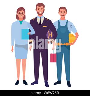 Professionals workers characters smiling cartoons Stock Vector