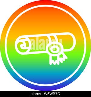 diploma certificate circular icon with rainbow gradient finish Stock ...