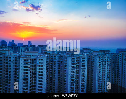 early morning sunrise in the Noida city India. high rise building Noida India Stock Photo