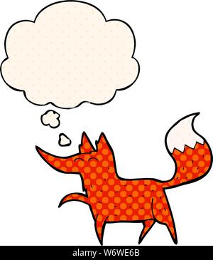 cartoon fox with thought bubble in comic book style Stock Vector