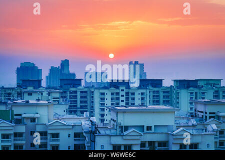 early morning sunrise in the Noida city India. high rise building Noida India Stock Photo