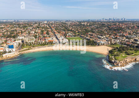 Aerial view of Coogee Beach - Sydney NSW Australia. One of Sydney's best beaches located in the Eastern Suburbs of the city.
