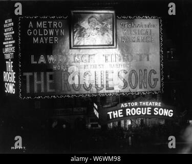 ASTOR Theatre NEW YORK cinema front LAWRENCE TIBBETT STAN LAUREL and OLIVER HARDY in THE ROGUE SONG 1930 director Lionel Barrymore lost film Metro Goldwyn Mayer Stock Photo