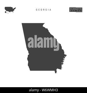 Georgia US State Blank Map Isolated on White Background. High-Detailed Black Silhouette Map of Georgia. Stock Photo