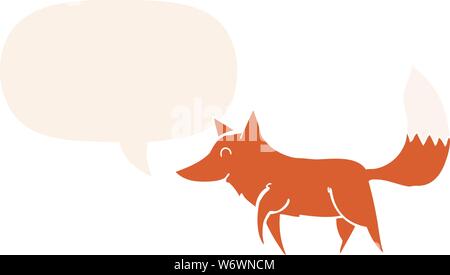 cartoon wolf with speech bubble in retro style Stock Vector