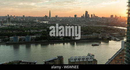 Sunset panorama frome above. London city Stock Photo