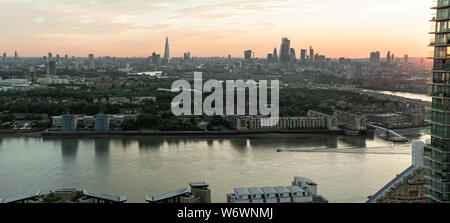 Sunset panorama frome above. London city Stock Photo
