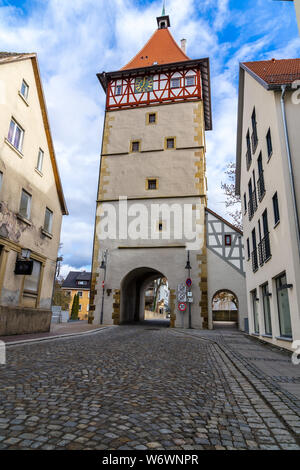 Germany, Exit from old town waiblingen through ancient city gate Stock Photo