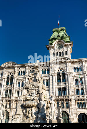 Fountain of the Four Continents on Piazza Unita d'Italia in Trieste Stock Photo