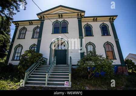 Potter School House which featured in the Hitchcock classic film 'The Birds'. Located in Bodega, Sonoma County, California Stock Photo