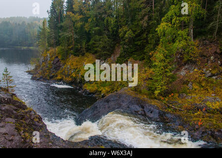 Kivach waterfall in Karelia, Russia. Nature landscape of the Russian north Stock Photo